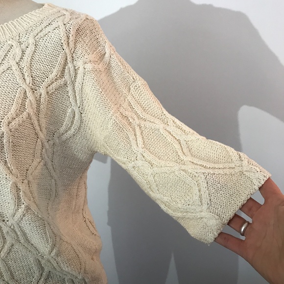 Zara - Cream Cable knit Shirt/Top - 3/4 sleeves- S - Picture 3 of 7